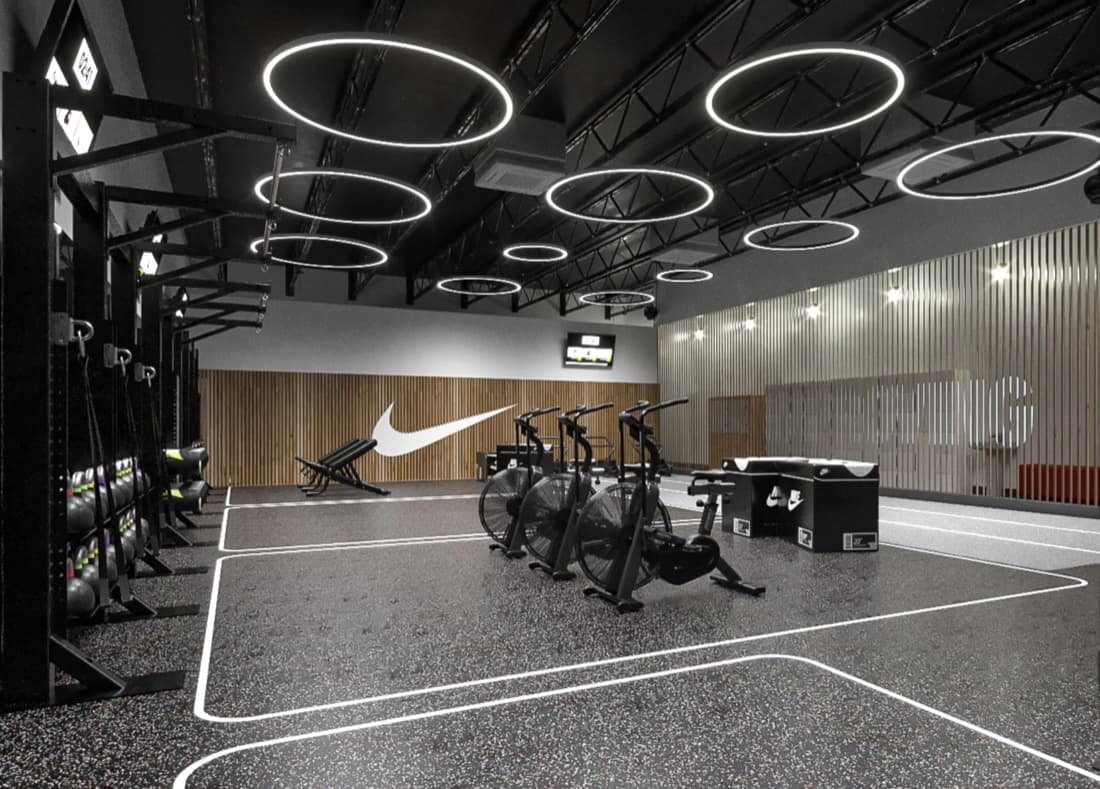 Nike Studios fitness studio interior in California - case study