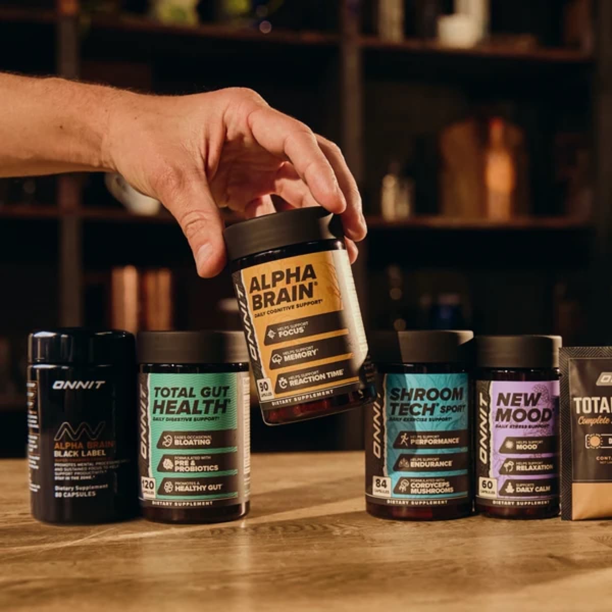 Onnit supplement lineup including Alpha Brain and Total Gut Health - Advirals email and retention case study